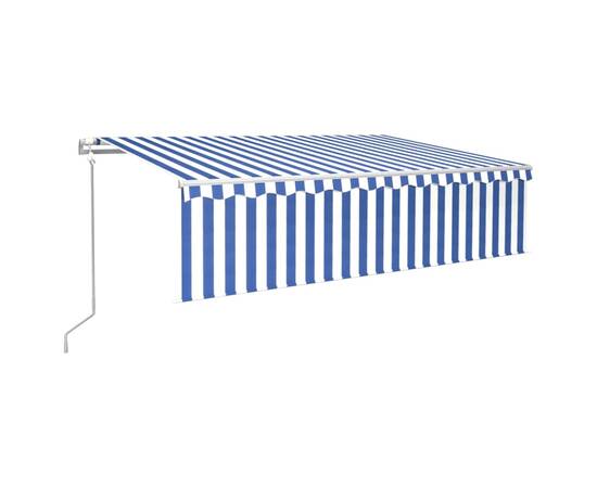 Copertină retractabilă automat cu stor, albastru&alb, 6x3 m, 2 image