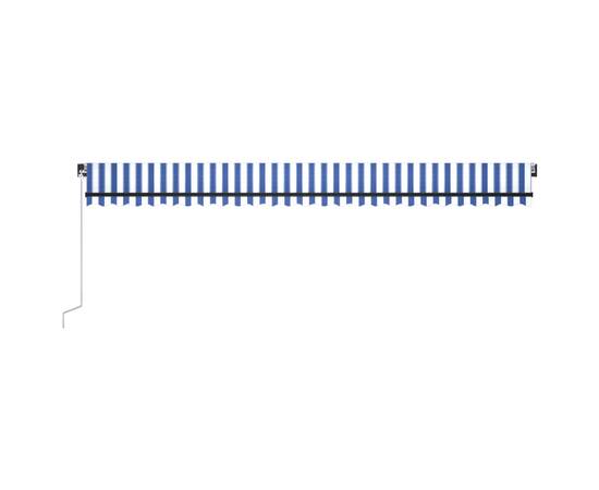 Copertină retractabilă manual, albastru și alb, 600x350 cm, 4 image