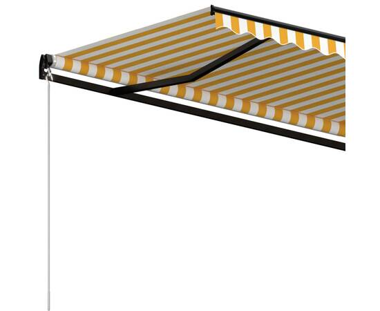 Copertină retractabilă manual, galben și alb, 600x350 cm, 6 image