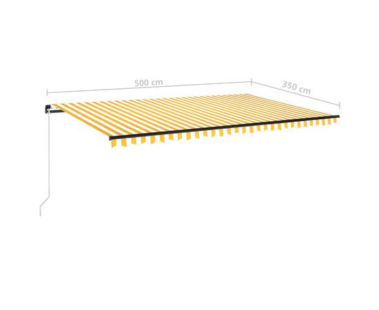 Copertină retractabilă manual cu led, galben și alb, 500x350 cm, 7 image