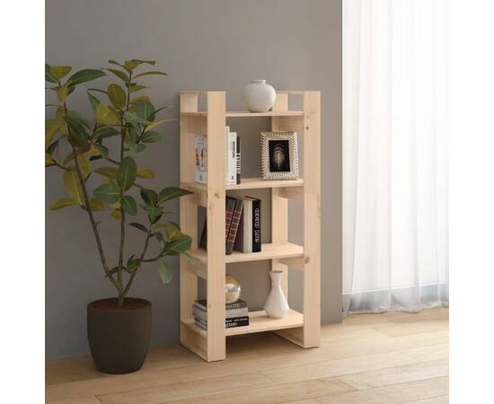 Bibliotecă/separator cameră, 60x35x125 cm, lemn masiv de pin, 4 image