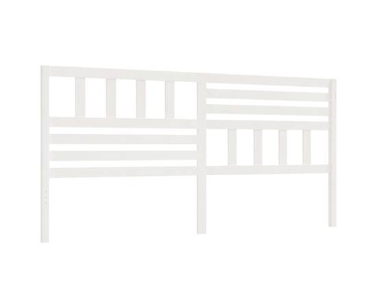 Tăblie de pat, alb, 186x4x100 cm, lemn masiv de pin, 2 image