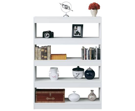 Bibliotecă/separator cameră, alb, 100x30x135 cm, 6 image