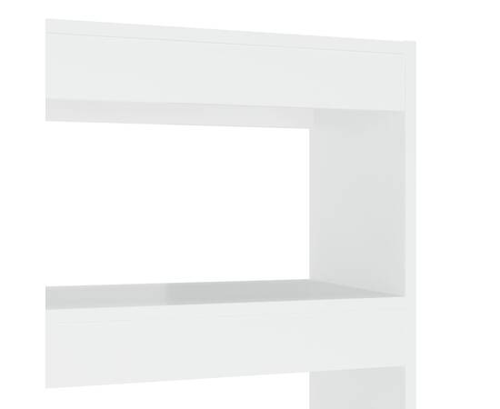 Bibliotecă/separator cameră, alb extralucios, 100x30x135 cm, 5 image
