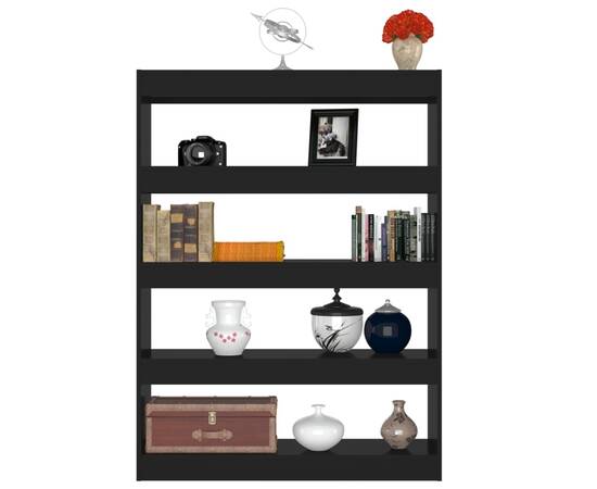 Bibliotecă/separator cameră, negru, 100x30x135 cm, 6 image