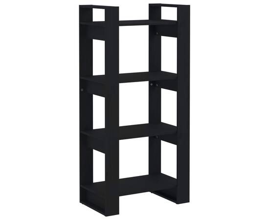 Bibliotecă/separator cameră,negru, 60x35x125 cm, lemn masiv pin, 2 image