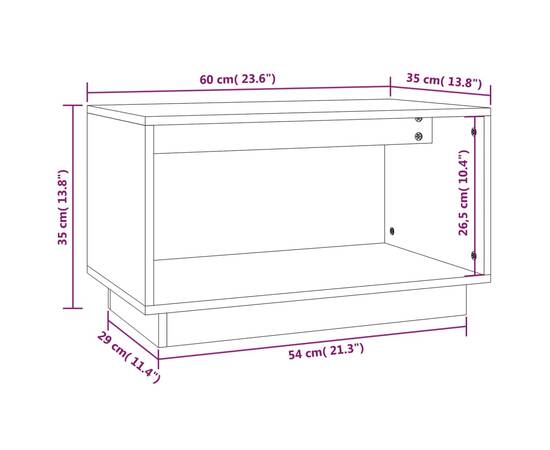 Comodă tv, 60x35x35 cm, lemn masiv de pin, 8 image
