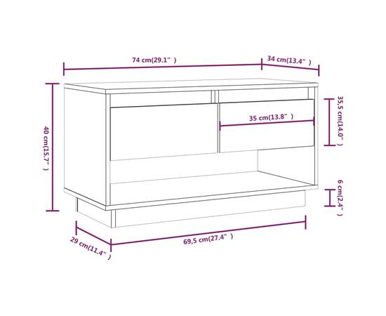 Comodă tv, 74x34x40 cm, lemn masiv de pin, 10 image