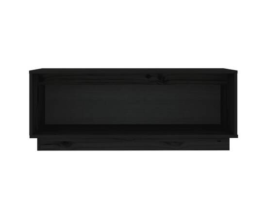 Comodă tv, negru, 90x35x35 cm, lemn masiv de pin, 3 image