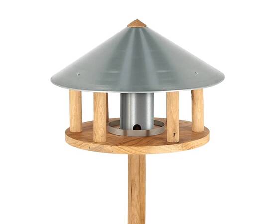 Esschert design masă pentru păsări cu buncăr și acoperiș rotund, zinc, 2 image