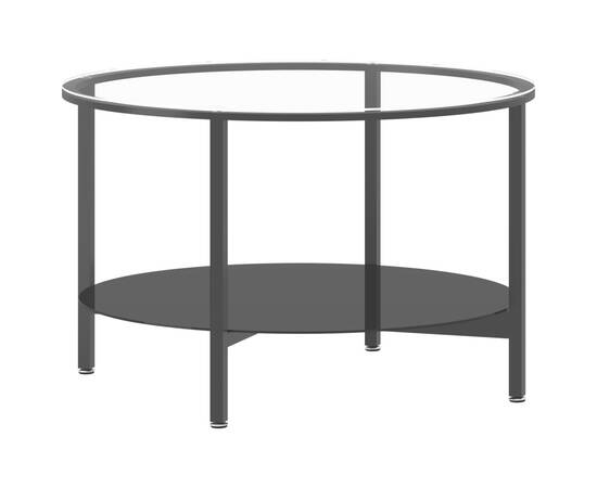 Masă de ceai ,negru și transparent, 70 cm, sticlă securizată, 2 image