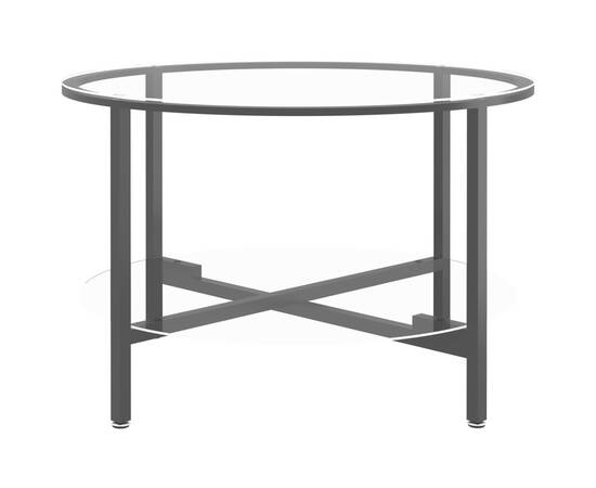 Masă de ceai, negru și transparent,70 cm, sticlă securizată, 3 image