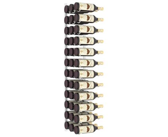 Suport sticle de vin montat pe perete, 36 sticle, alb, fier, 3 image