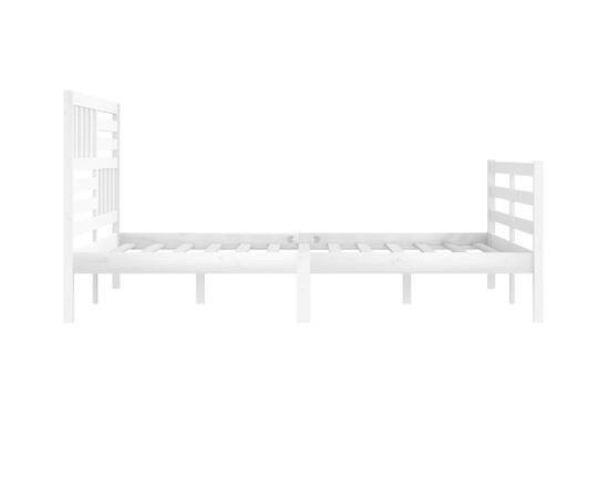 Cadru de pat, alb, 200x200 cm, lemn masiv, 5 image