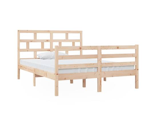 Cadru de pat dublu 4ft6, 135x190 cm, lemn masiv, 2 image