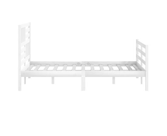 Cadru de pat small double 4ft, alb, 120x190 cm, lemn masiv, 5 image