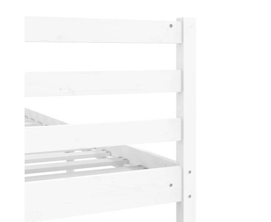 Cadru de pat small double 4ft, alb, 120x190 cm, lemn masiv, 7 image