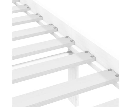 Cadru de pat small double 4ft, alb, 120x190 cm, lemn masiv, 6 image