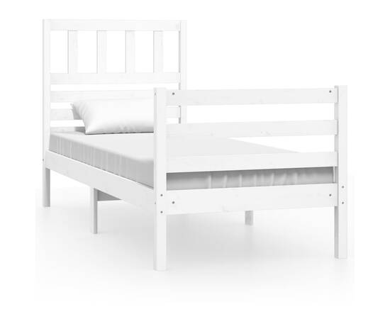 Cadru de pat small single 2ft6, alb, 75x190 cm, lemn masiv, 2 image