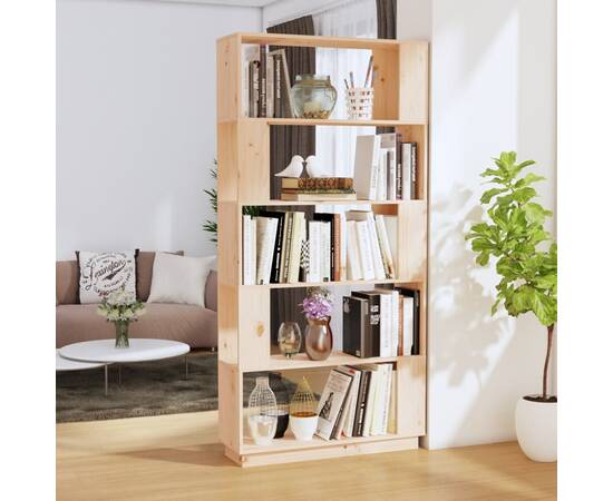 Bibliotecă/separator cameră, 80x25x132 cm lemn masiv pin