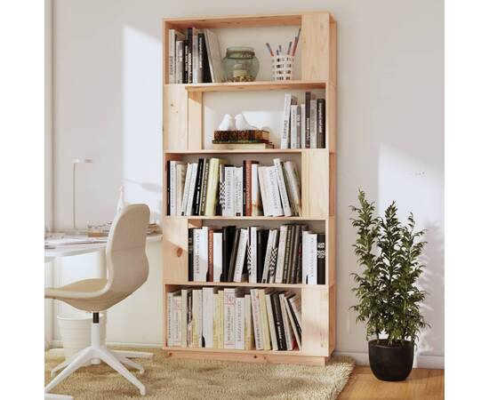 Bibliotecă/separator cameră, 80x25x132 cm lemn masiv pin, 6 image