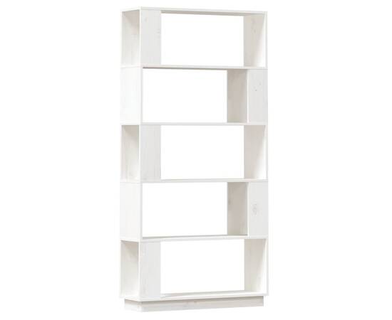 Bibliotecă/separator cameră, alb, 80x25x132 cm lemn masiv pin, 2 image