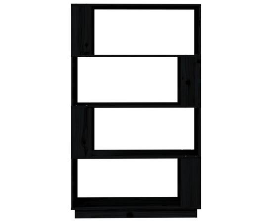 Bibliotecă/separator cameră, negru, 80x25x132 cm lemn masiv pin, 5 image