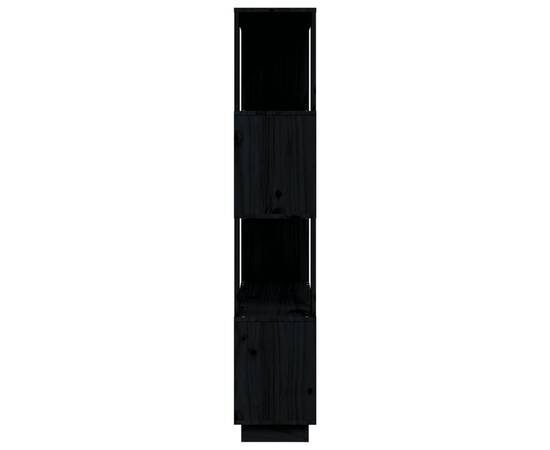 Bibliotecă/separator cameră, negru, 80x25x132 cm lemn masiv pin, 6 image