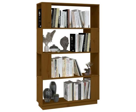 Bibliotecă/separator cameră maro miere, 80x25x132 cm lemn pin, 4 image