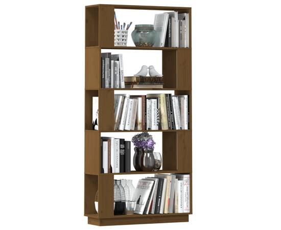 Bibliotecă/separator cameră maro miere, 80x25x163,5 cm lemn pin, 5 image