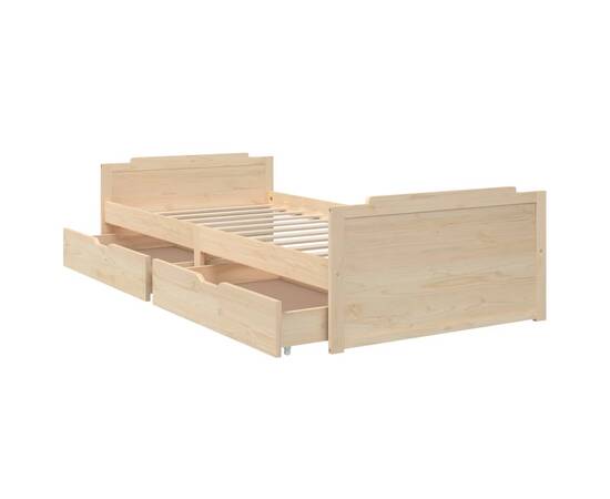 Cadru de pat cu sertare, 90x200 cm, lemn masiv de pin, 6 image
