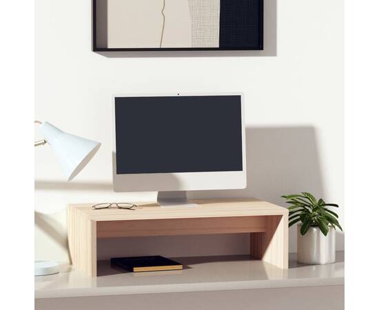 Stand pentru monitor, 50x27x15 cm, lemn masiv de pin, 3 image