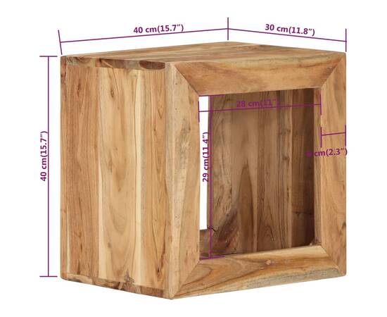 Taburet, 40x30x40 cm, lemn masiv de acacia, 7 image