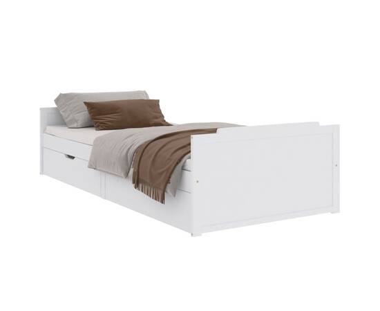 Cadru de pat cu 2 sertare, alb, 90 x 200 cm, lemn masiv de pin, 2 image