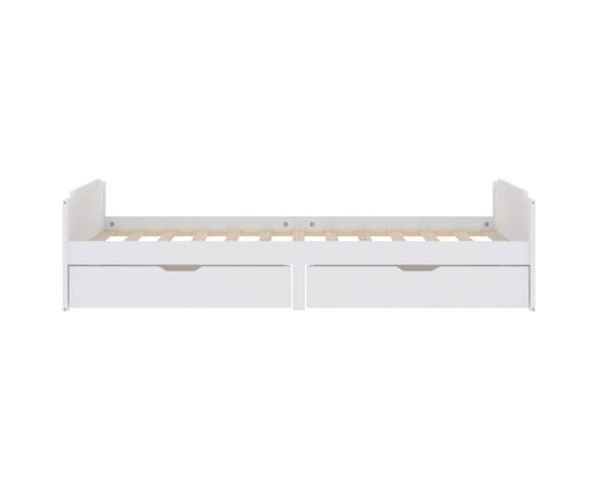 Cadru de pat cu 2 sertare, alb, 90 x 200 cm, lemn masiv de pin, 5 image
