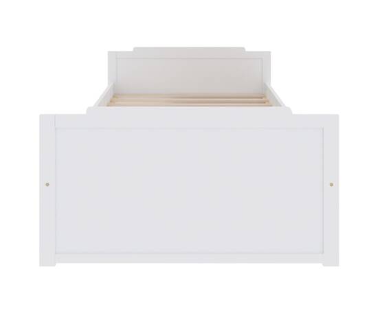 Cadru de pat cu 2 sertare, alb, 90 x 200 cm, lemn masiv de pin, 4 image