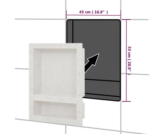 Nișă de duș, 2 compartimente, alb mat, 41x51x10 cm, 6 image