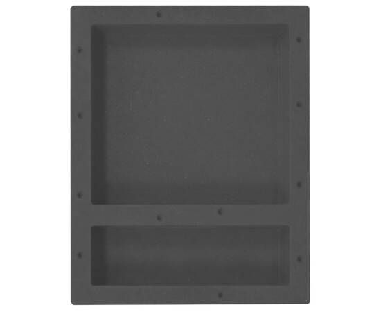 Nișă de duș, 2 compartimente, negru mat, 41x51x10 cm, 2 image