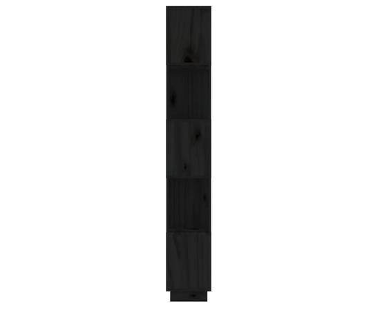 Bibliotecă/separator cameră negru 51x25x163,5 cm lemn masiv pin, 6 image