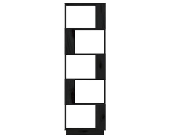Bibliotecă/separator cameră negru 51x25x163,5 cm lemn masiv pin, 5 image