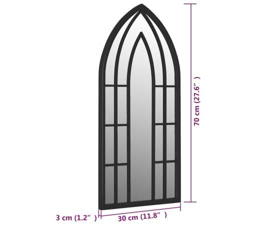 Oglindă,negru, 70x30 cm,fier, pentru utilizare în interior, 6 image