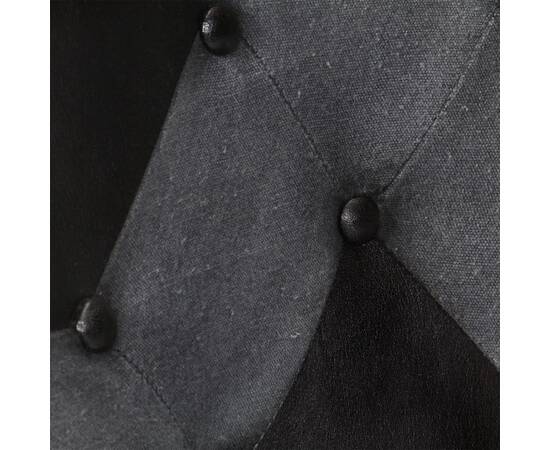 Scaun cu spătar înalt, negru și gri, piele naturală, 8 image