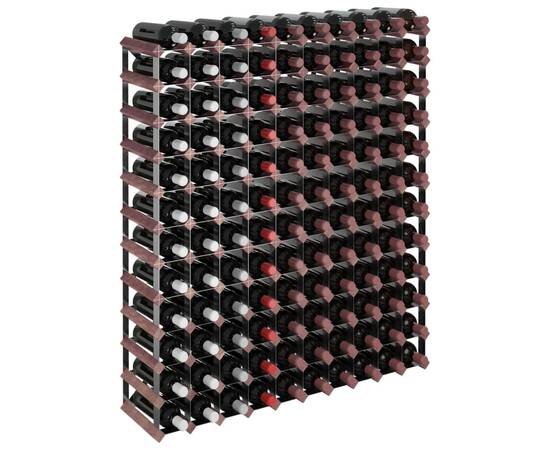 Suport sticle de vin, 120 sticle, maro, lemn masiv de pin, 3 image