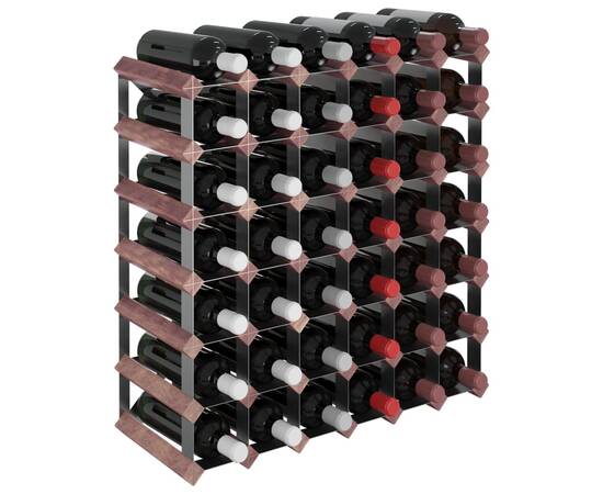 Suport sticle de vin, 42 sticle, maro, lemn masiv de pin, 3 image