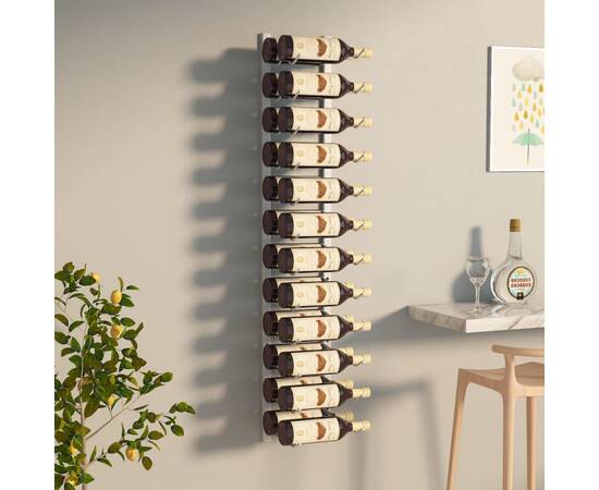 Suport sticle de vin, de perete, 24 sticle, alb, fier