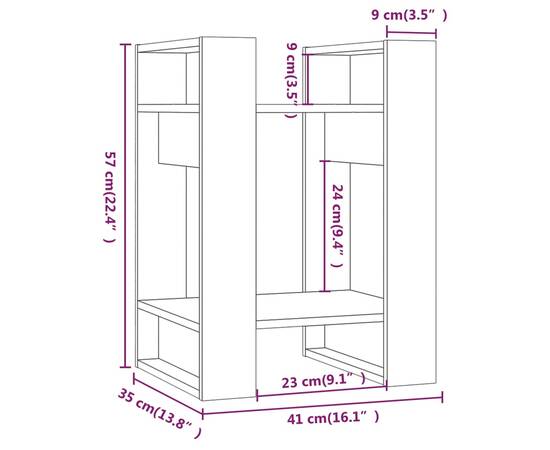 Bibliotecă/separator cameră, 41x35x57 cm, lemn masiv de pin, 8 image