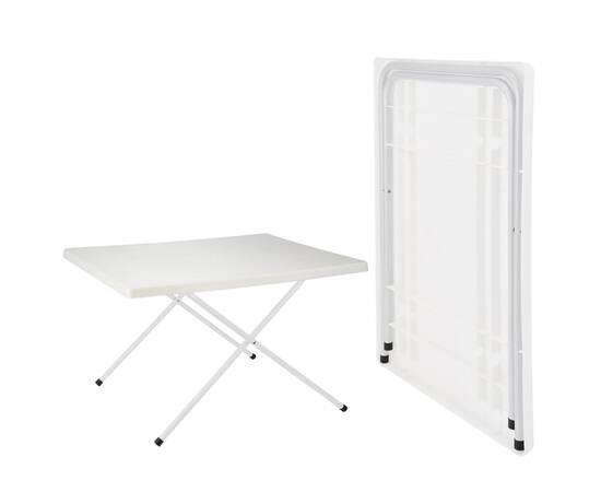 Hi masă de camping pliabilă și reglabilă, alb, 80x60x51/61 cm, 2 image