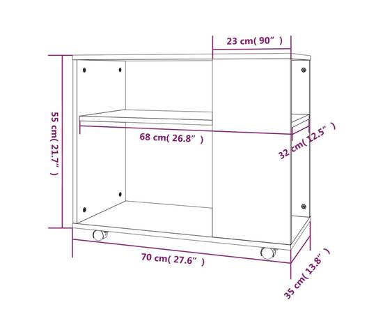 Măsuță laterală, gri sonoma, 70x35x55 cm, lemn compozit, 7 image