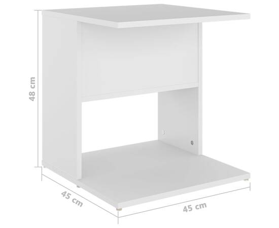 Masă laterală, alb, 45x45x48 cm, pal, 7 image
