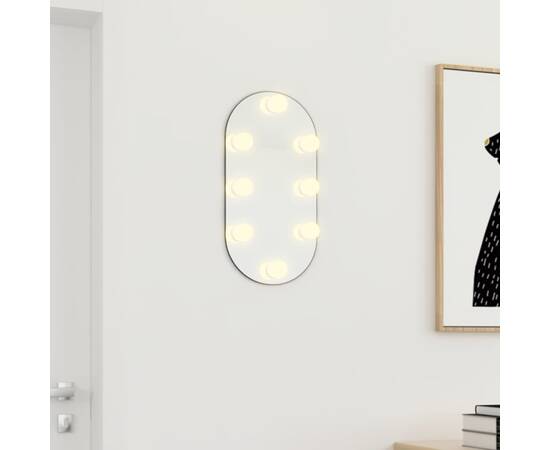 Oglindă ovală cu lumini led, 40x20, cm, sticlă, 3 image